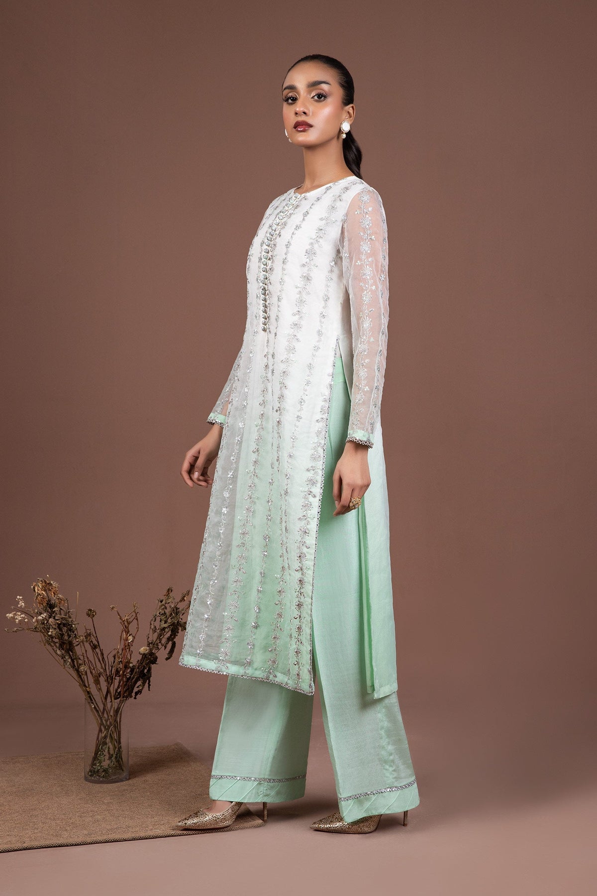 Maria B - Embroidered Organza 2-Piece Suit with Sequins
