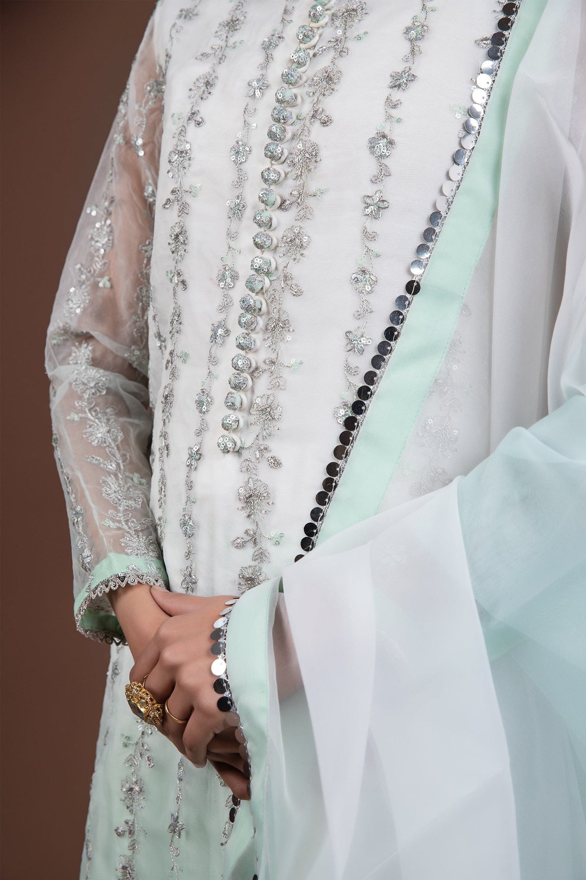 Maria B - Embroidered Organza 2-Piece Suit with Sequins